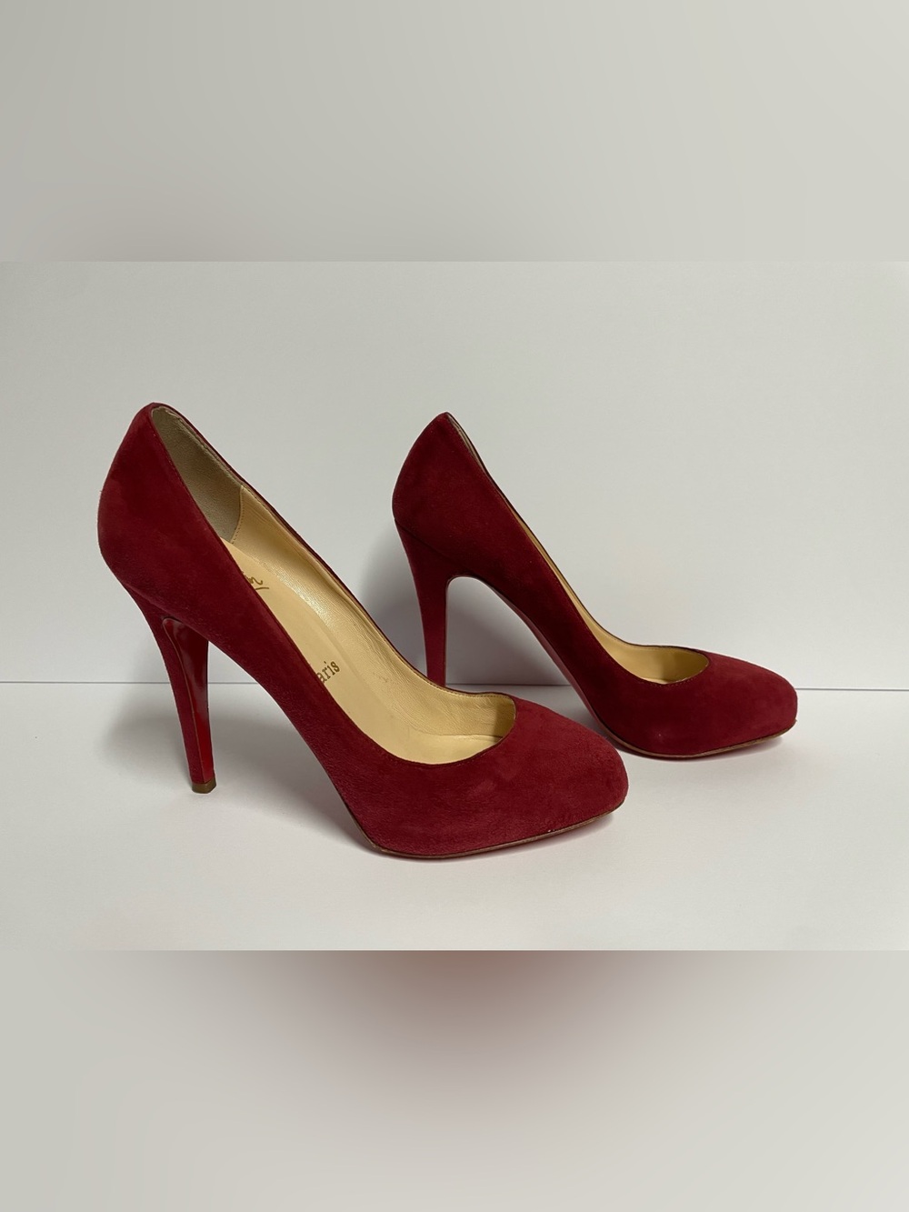 Christian Louboutin maroon Suede High Heel Pumps 37.5